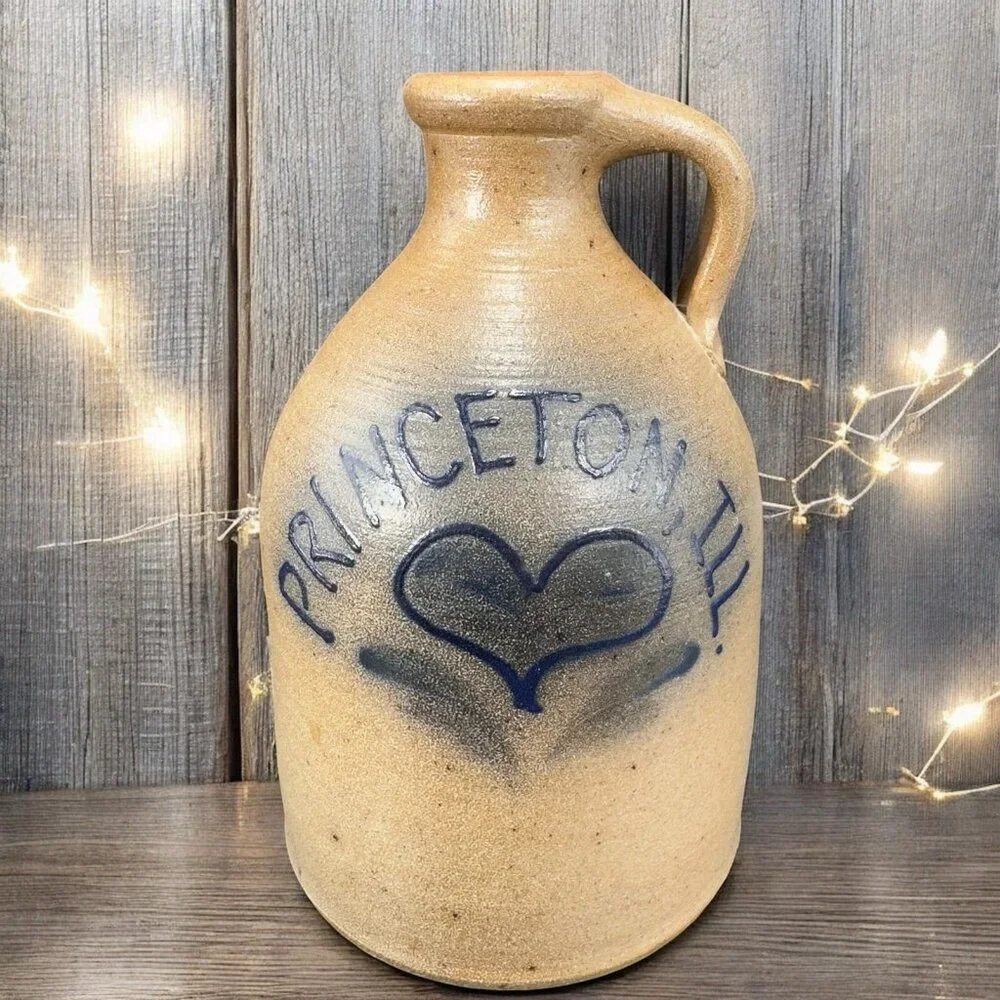 Vintage 1988 Braun Buffalo NY Stoneware Jug Container Brown Salt Glaze Pottery‎